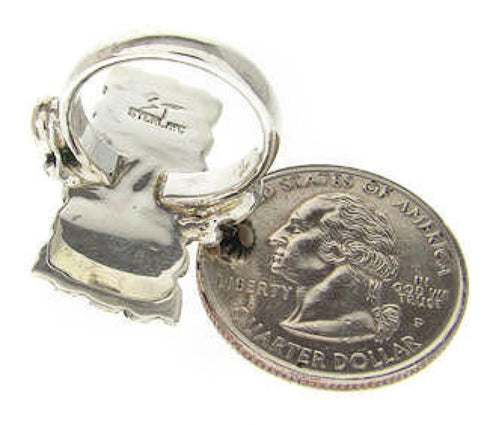 Turquoise Southwest Silver Inlay Ring Size 4-3/4 OS59397